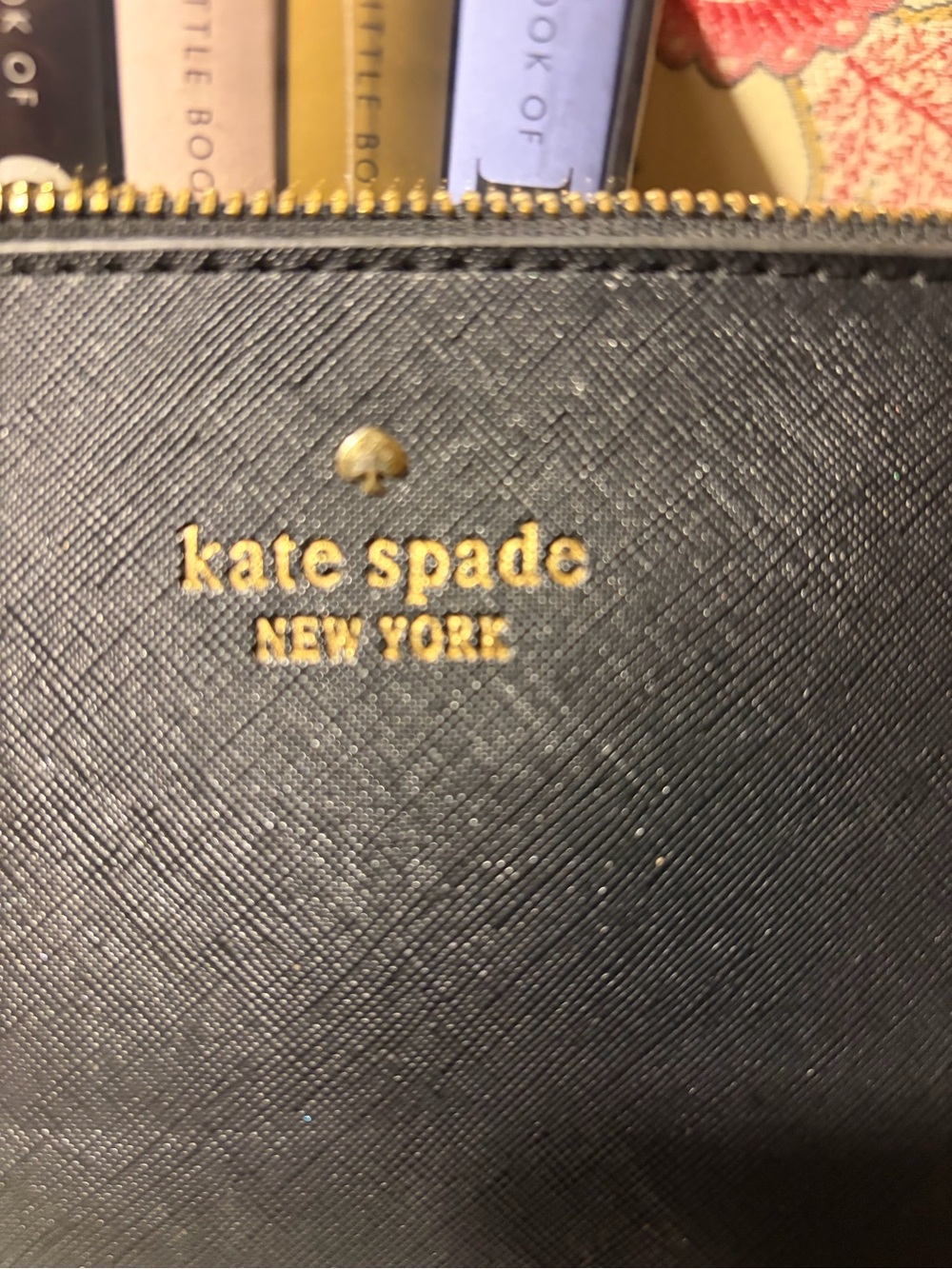 kate spade black Saffiano Wristlet Clutch with Gold Logo - Picture 2 of 4